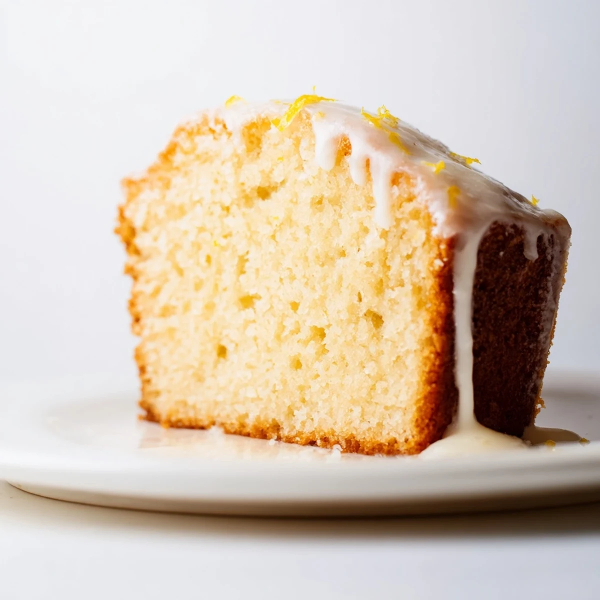 Homemade Lemon Bread Loaf with tender crumb, paired with fresh berries and a drizzle of glaze.