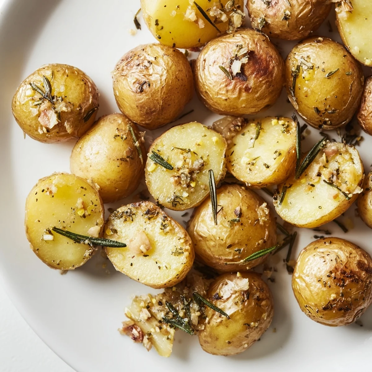 Golden Herb Roasted Potatoes and Parsnips fresh from the oven, served alongside roasted chicken.