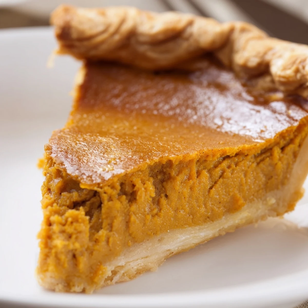 Freshly baked Spiced Pumpkin Pie with a golden, flaky pastry crust and a creamy, warmly spiced filling, perfect for Thanksgiving dessert.