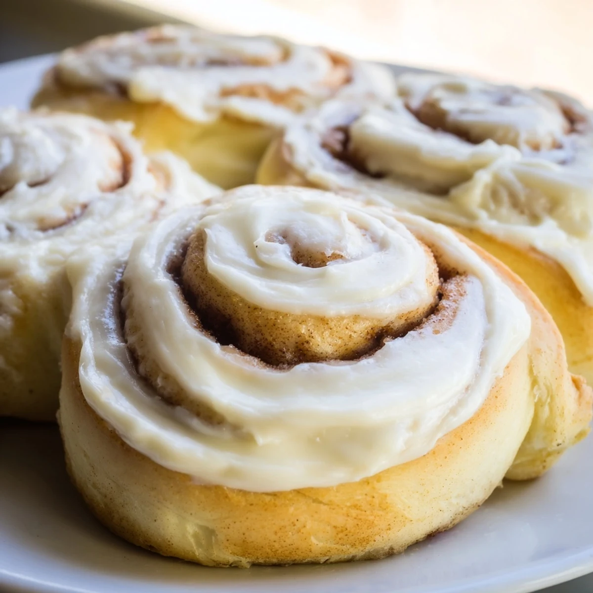 A close-up of Keto Cinnamon Buns showing fluffy texture and cinnamon filling, ready to serve.