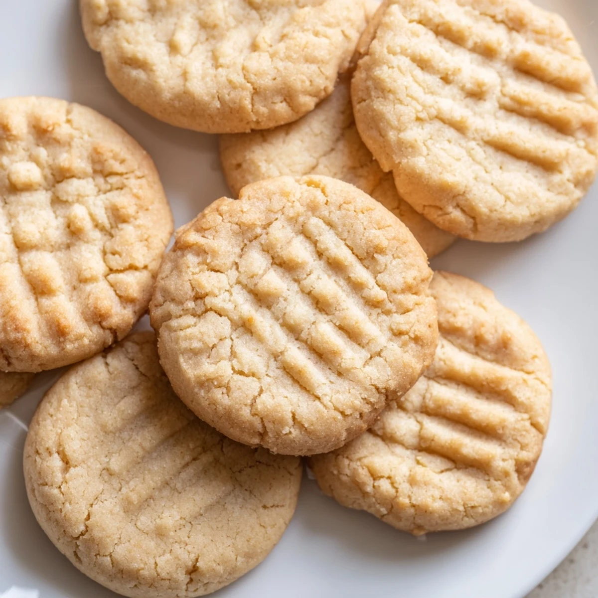 A close-up of keto butter cookies highlights their delicate, gluten-free crumbles and subtle sweetness from powdered erythritol.