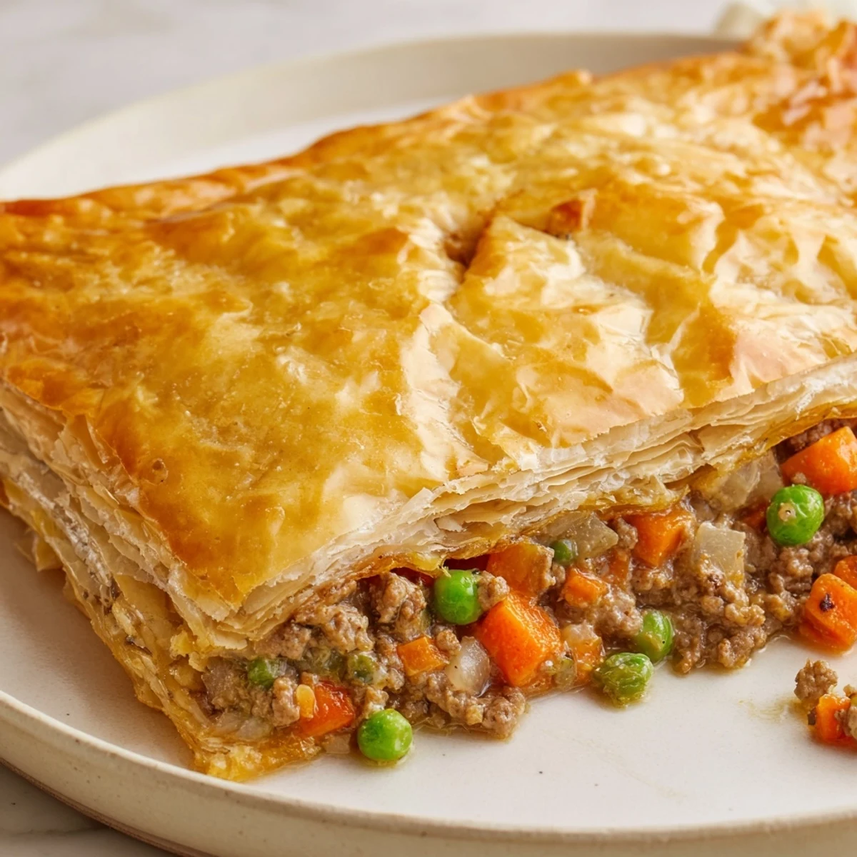 Savory Beef Meat Pies with golden, flaky pastry, served warm with a side salad for lunch.