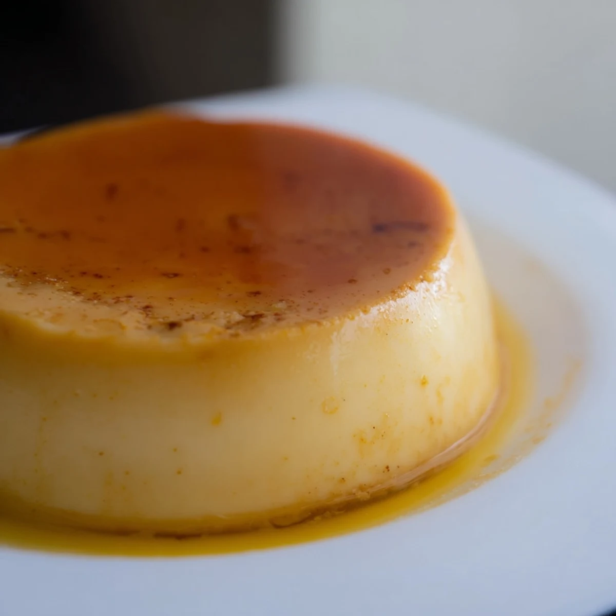 A spoon lifts a creamy slice of Classic Baked Milk Pudding from a ramekin, revealing its silky texture and golden caramelized top.