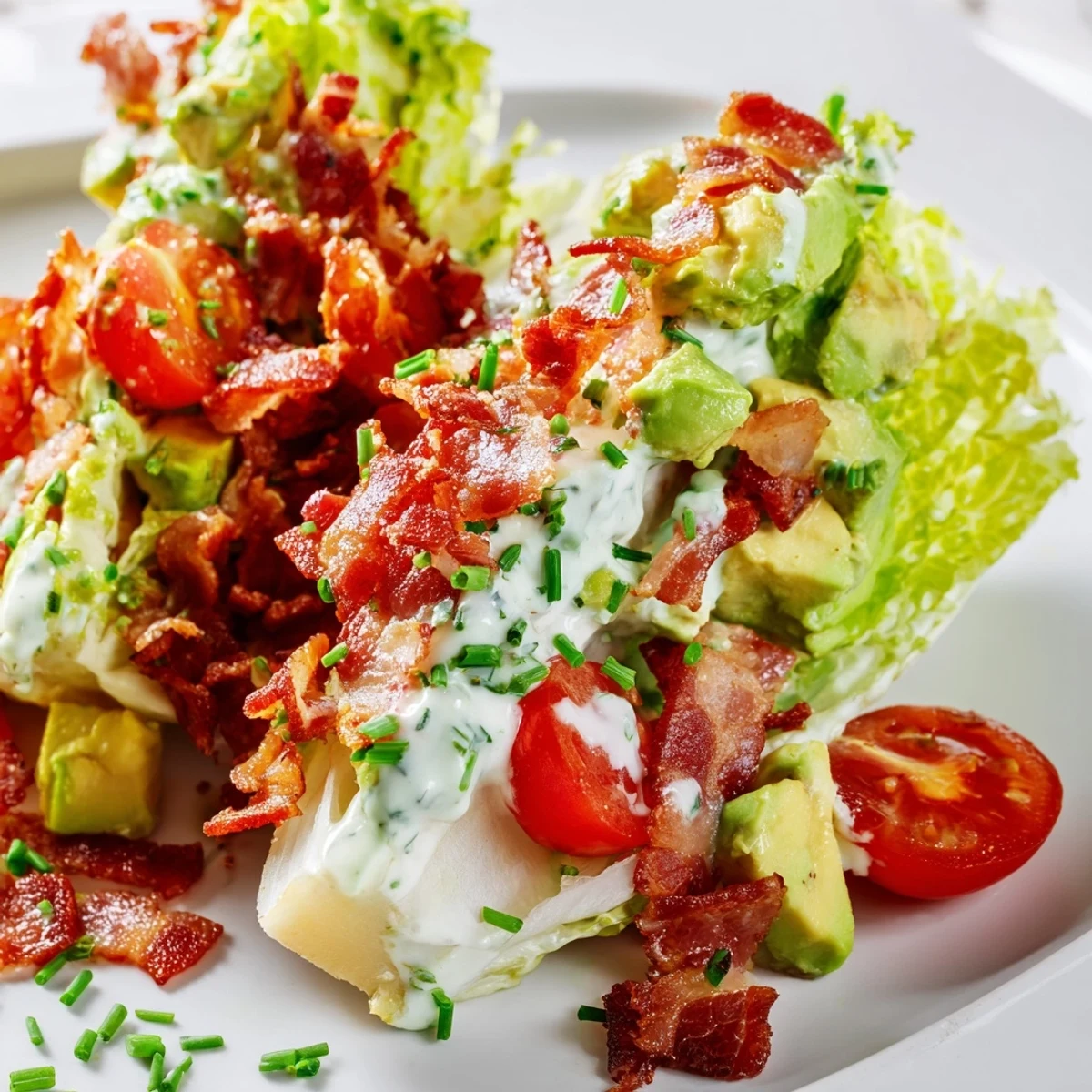 Crispy Bacon Keto BLT Salad highlights crunchy bacon, juicy tomatoes, and crisp lettuce tossed in keto-friendly dressing.