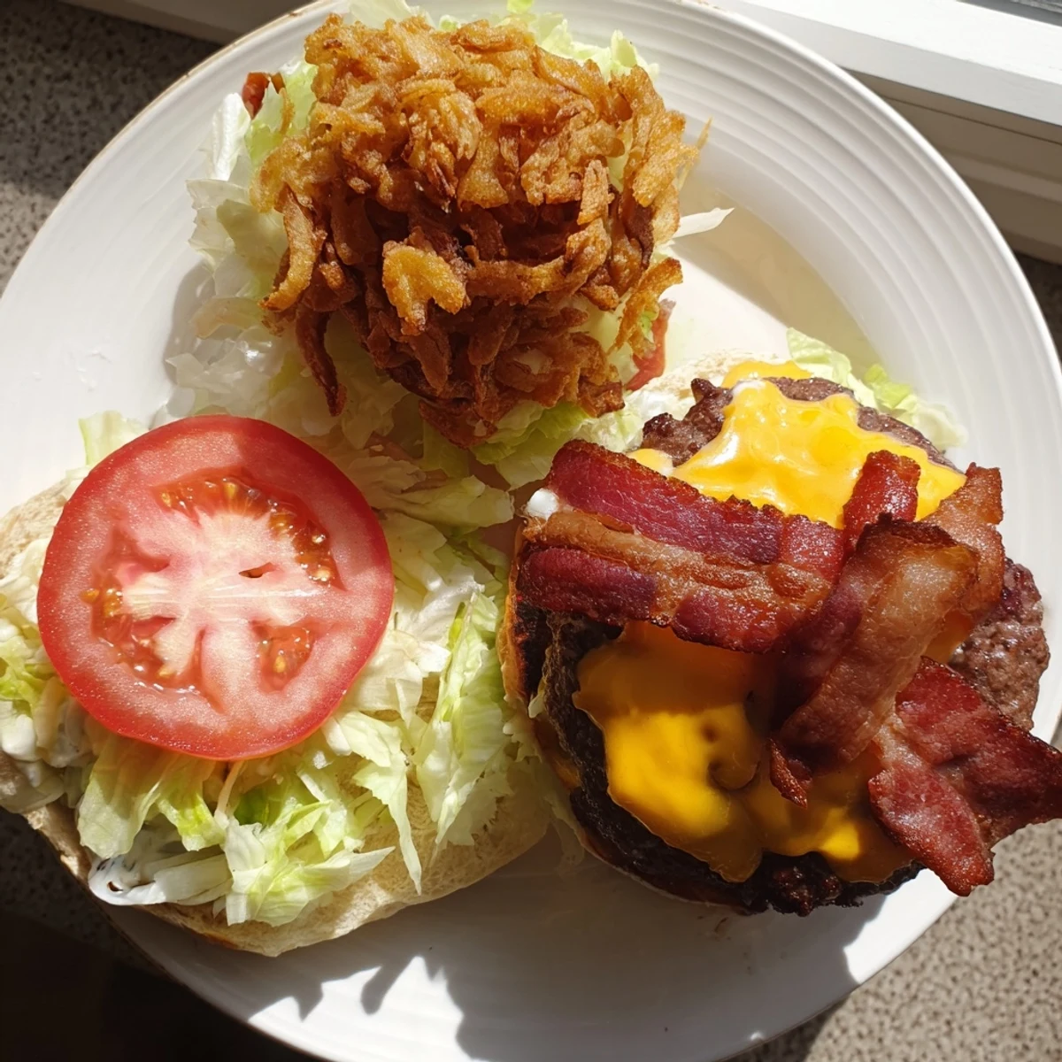 Crack Burgers with bacon and ranch, served on a toasted bun with juicy beef and melted cheese.