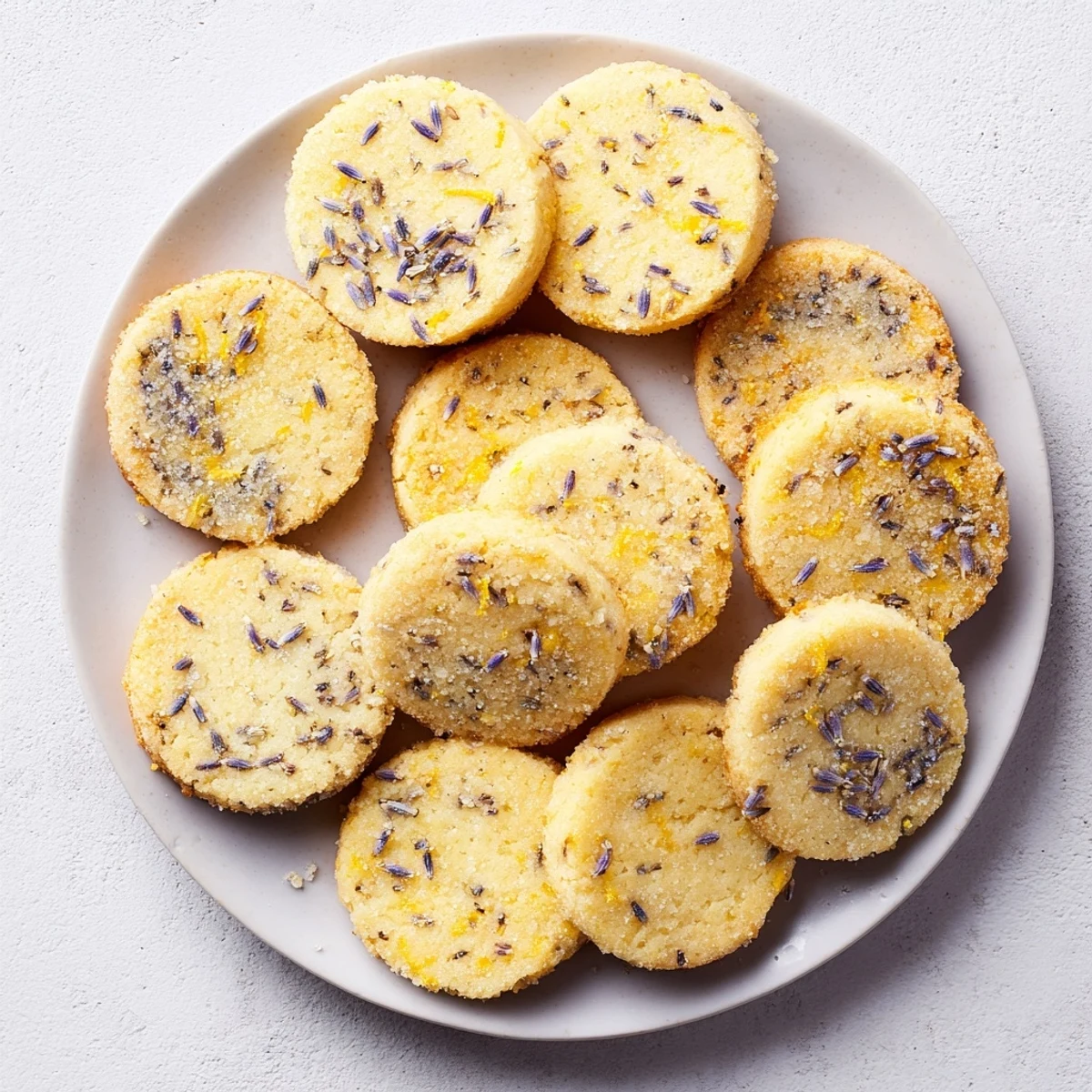 Close-up of cracked lemon lavender cookies showcasing bright lemon zest and fragrant dried lavender specks