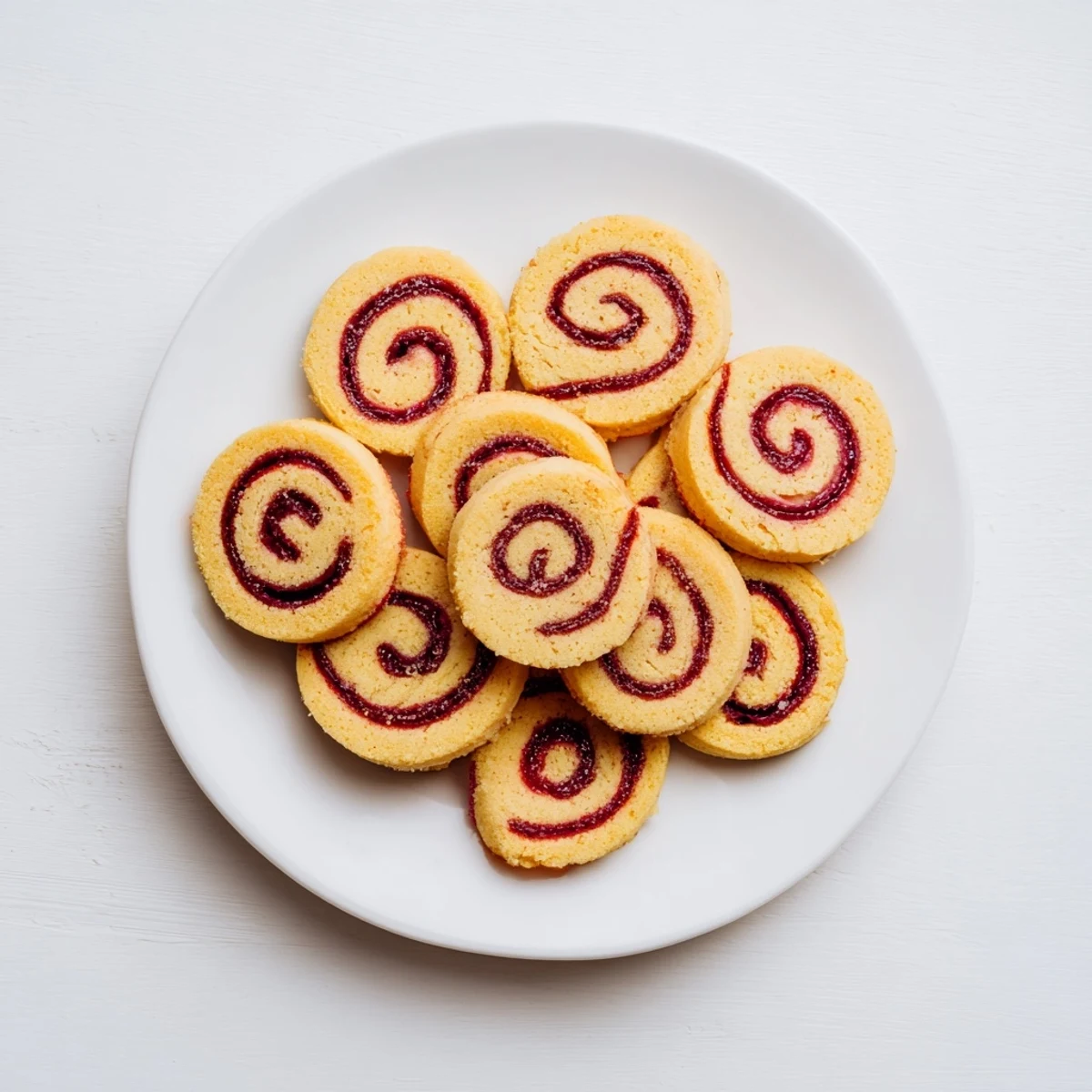 Golden orange cranberry pinwheel cookies with vibrant red swirls on a white wire cooling rack