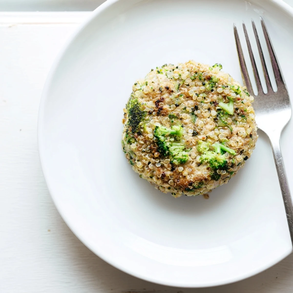 Golden brown turkey broccoli and quinoa burgers sizzling in a skillet with fresh green onions