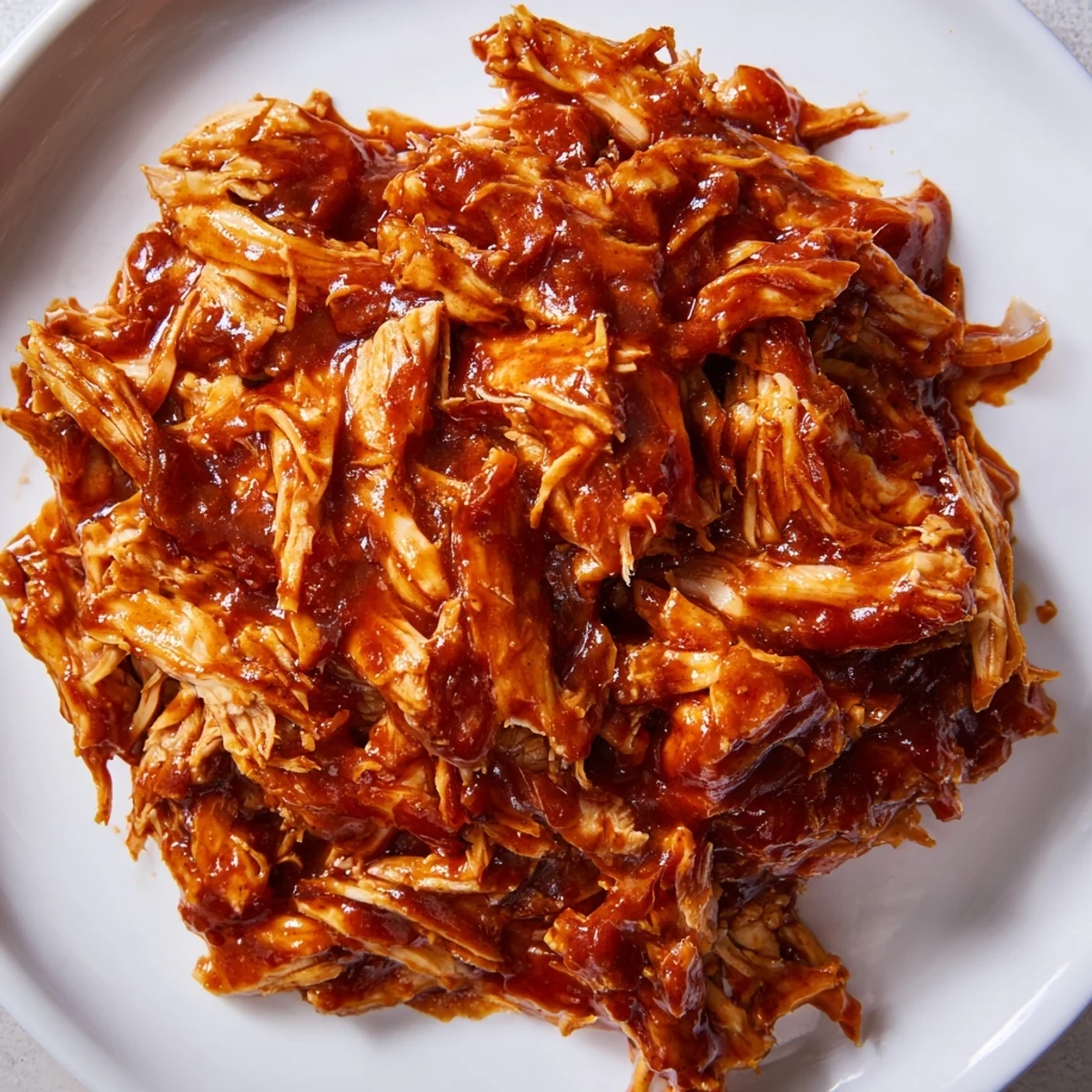 Succulent Sweet Baby Ray's Crockpot Chicken shredded and coated in glossy, smoky homemade BBQ sauce.