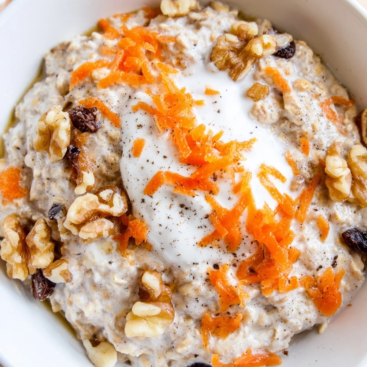 Spiced carrot cake overnight oats in glass jars with a drizzle of golden maple syrup