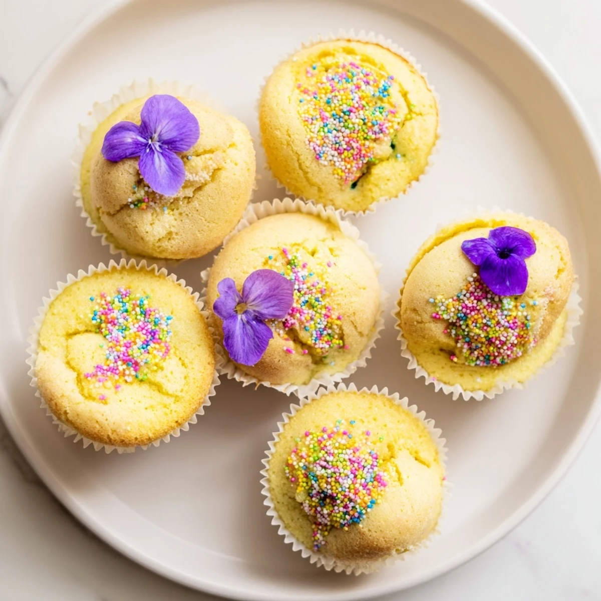 Fluffy steamed blooming cupcakes with cracked golden tops on a rustic plate