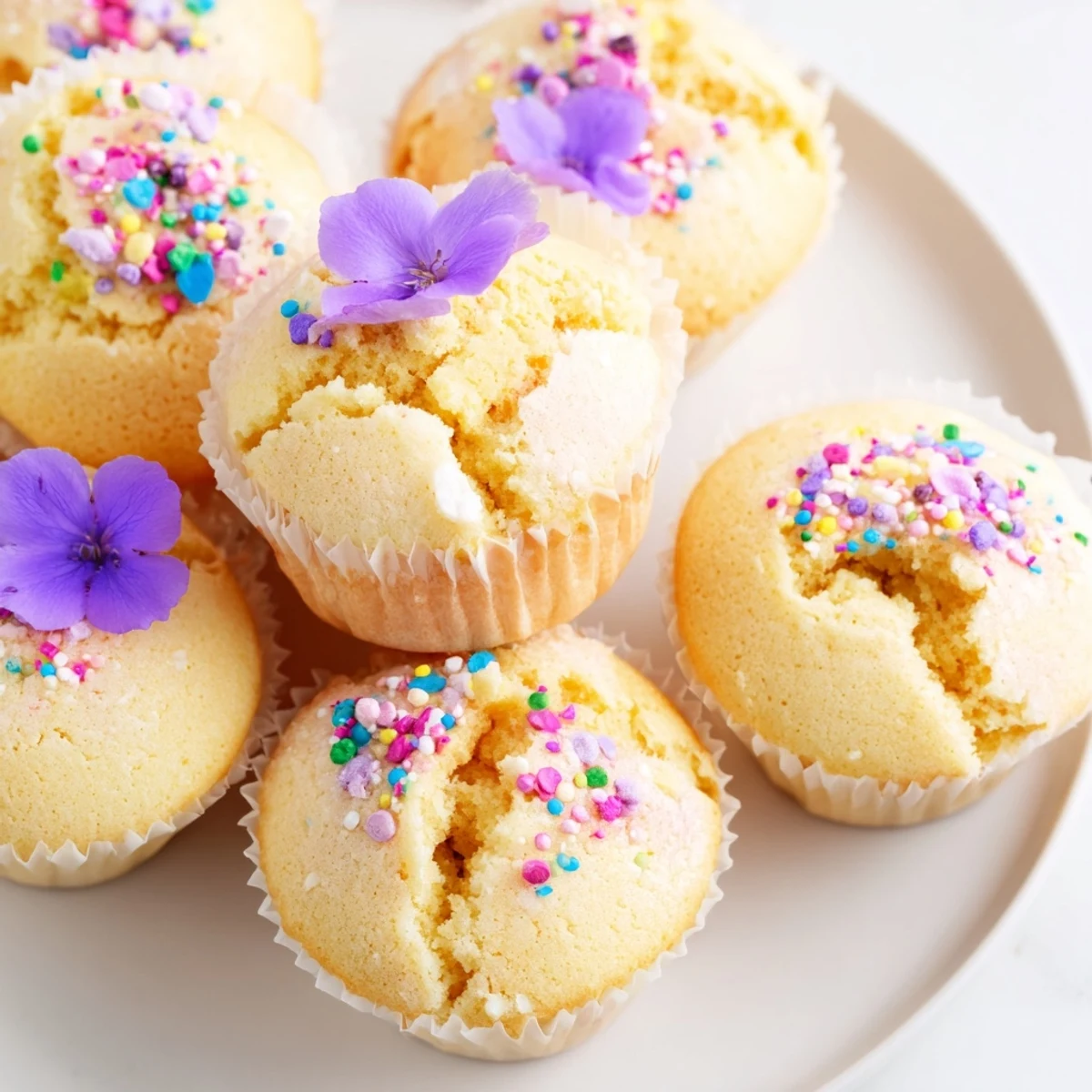 Soft steamed blooming cupcakes arranged on parchment, their petals spread open beautifully