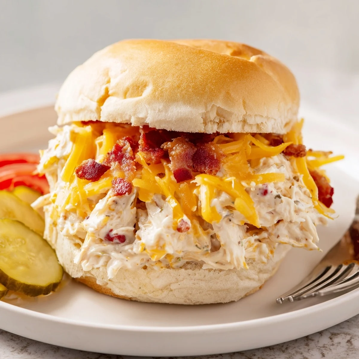 Crowd ready Crack Chicken Sandwiches tucked into brioche buns, served with pickles