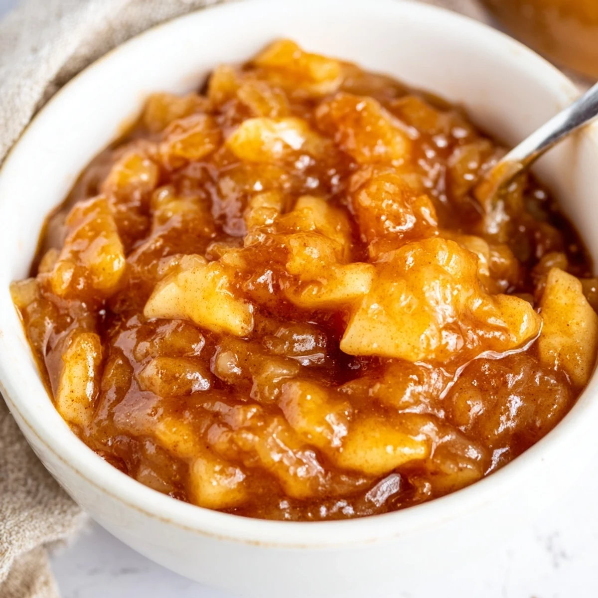 Warm toast topped with Fall Caramel Apple Jam, buttery caramel aroma