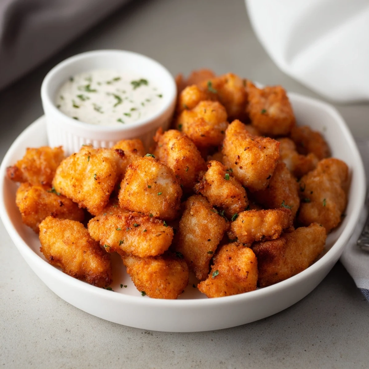Juicy buttermilk Chicken Bites steaming, crunchy crust and paprika flecks