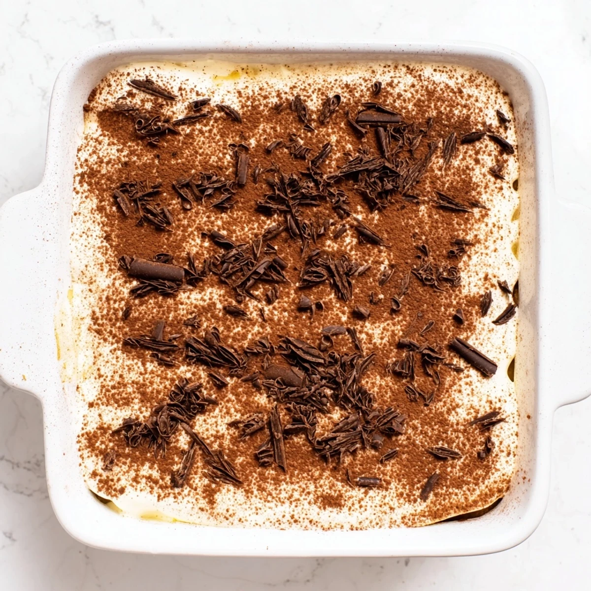 Homemade tiramisu recipe featuring espresso-soaked ladyfingers layered between velvety mascarpone cream and dusted cocoa powder