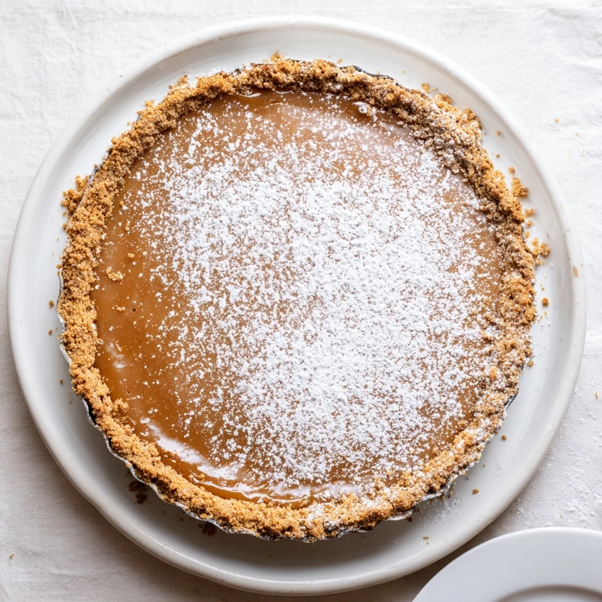 Creamy Milk Bar Crack Pie square revealing tender layers of oat crust and sweet buttery filling on white plate