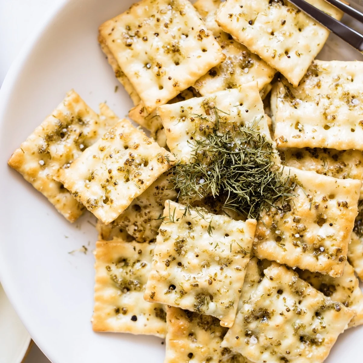 Bowl of Dill Pickle Saltines Recipe, aromatic, tangy bites perfect for snacking