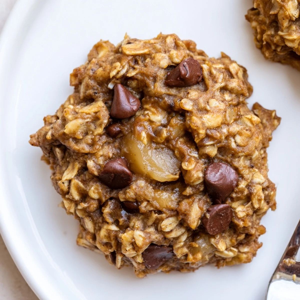 Warm Banana Oat Cookies cooling on rack, soft centers and golden edges