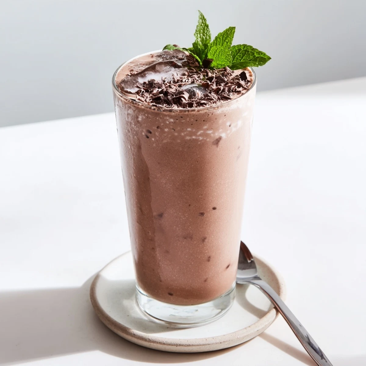 Post-workout Peppermint Protein Shake Recipe blended smooth, sweetened lightly with honey