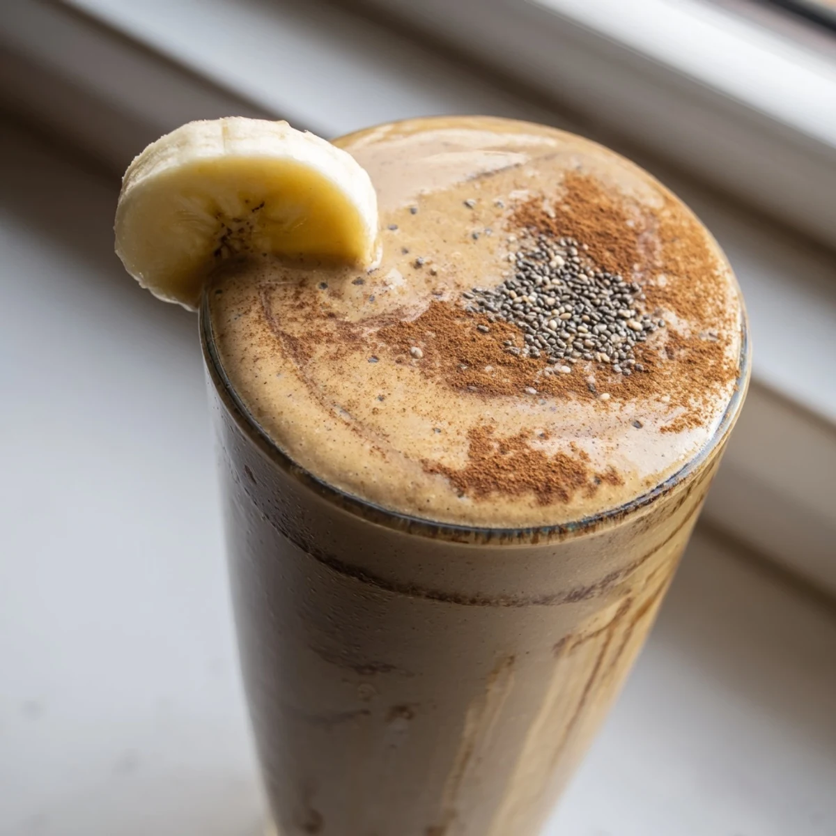 Rich banana protein coffee smoothie blended smooth and served fresh for fat loss focus