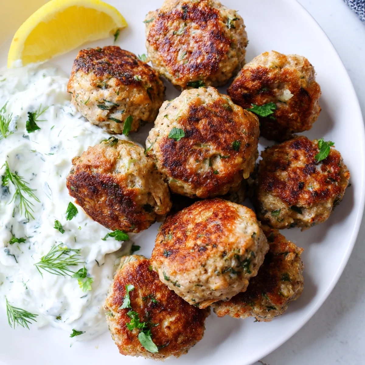 Greek Turkey Meatballs With Tzatziki